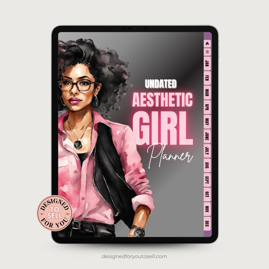 Aesthetic Girl Digital Planner with MRR • Pink Luxe