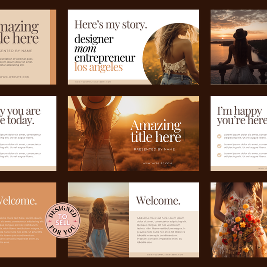 Canva Presentation Deck for Webinar, Courses, Product Presentations - Golden Boho