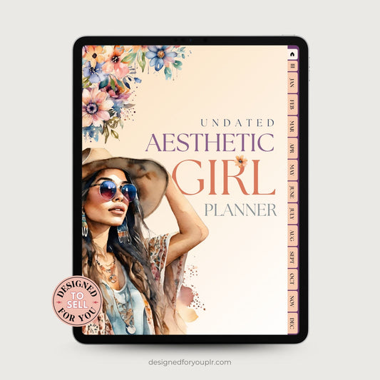 Aesthetic Girl Digital Planner with MRR • Boho