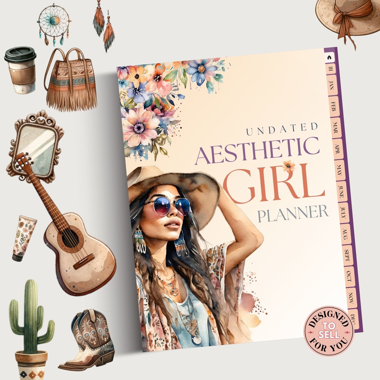 Aesthetic Girl Digital Planner with MRR • Boho
