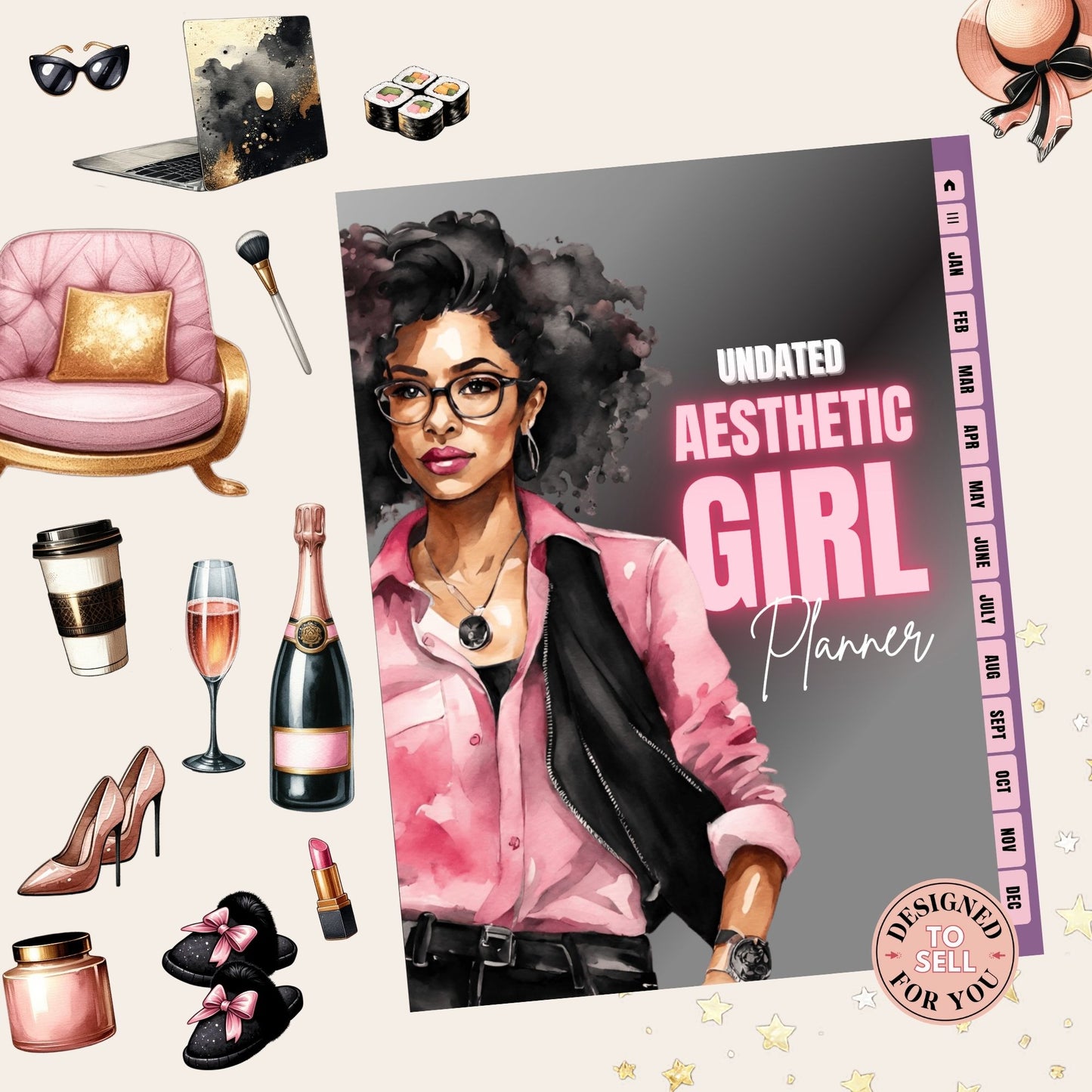 Aesthetic Girl Digital Planner with MRR • Pink Luxe