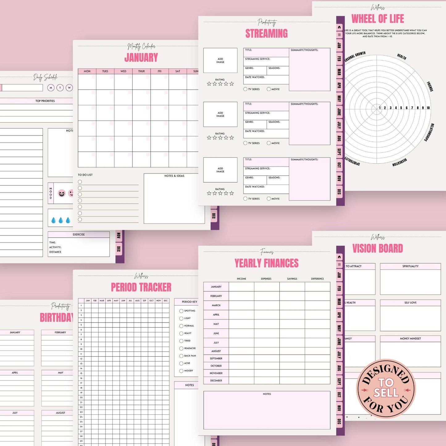 Aesthetic Girl Digital Planner with MRR • Pink Luxe