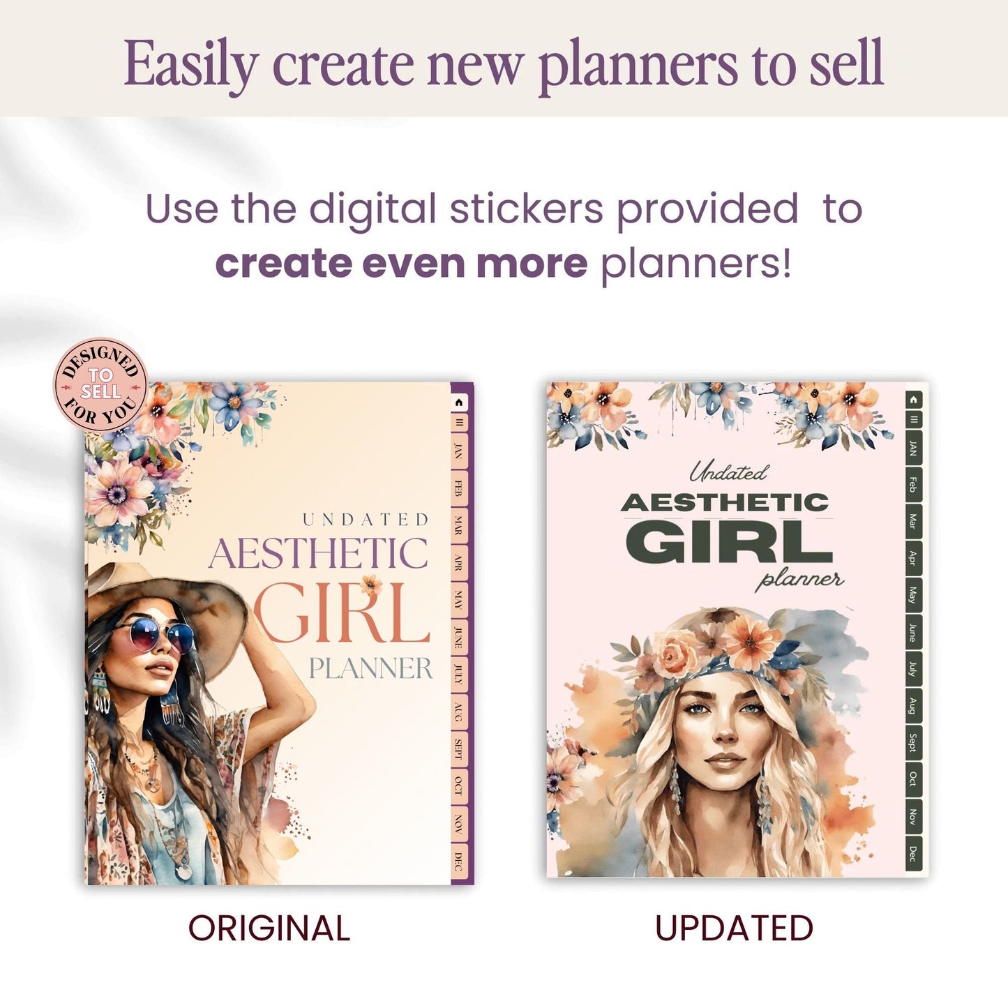 Aesthetic Girl Digital Planner with MRR • Boho