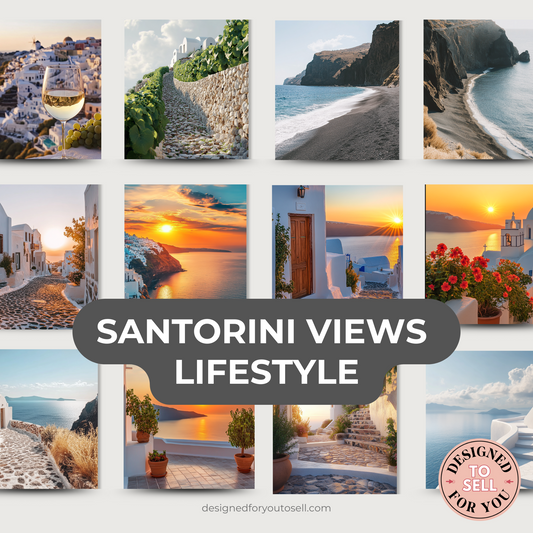 Santorini Views Aesthetic AI Stock Images