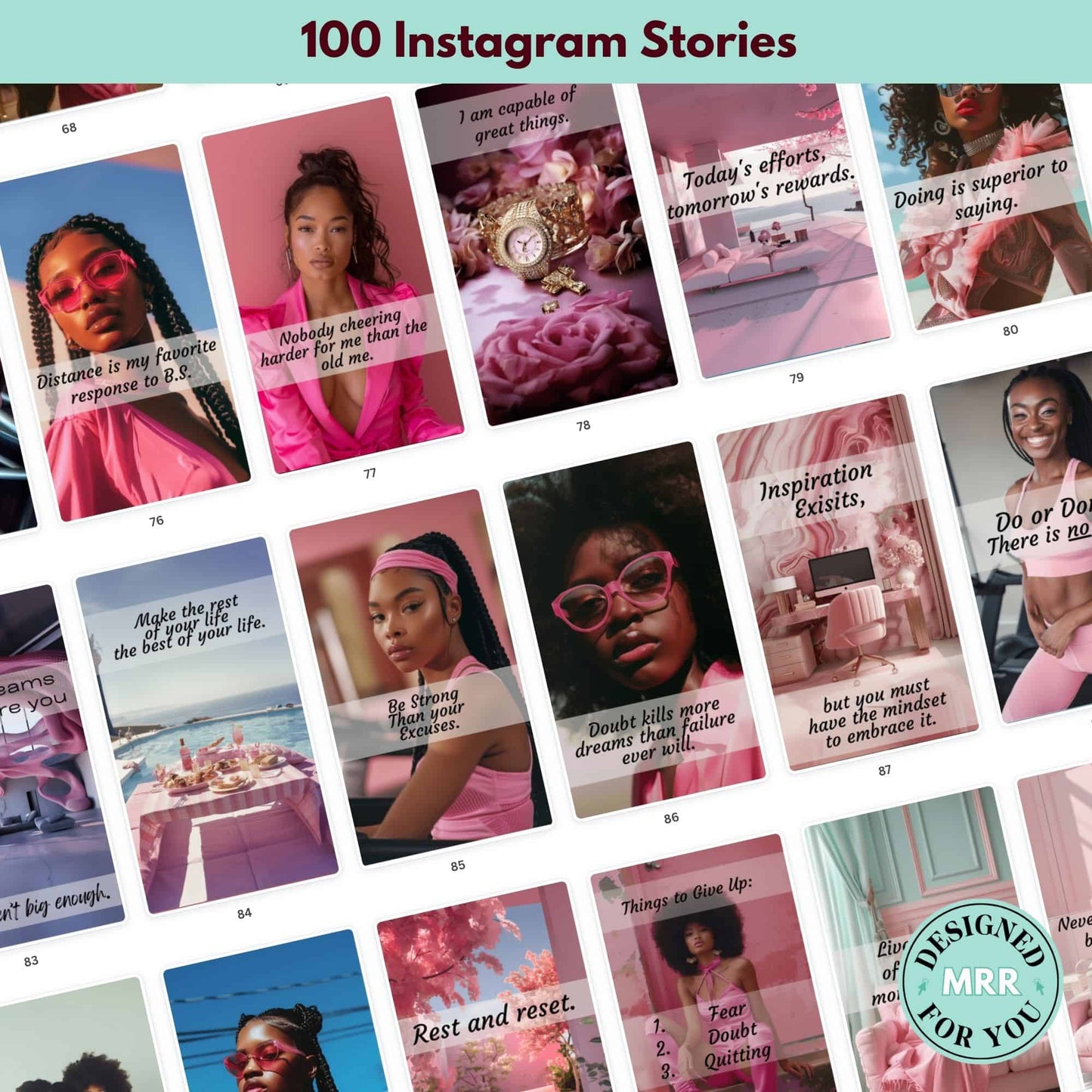 100 Pink Positive Affirmations Instagram Stories