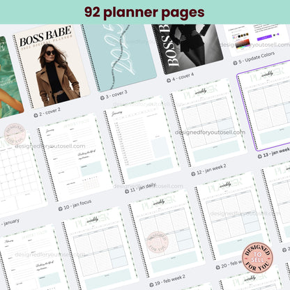 Boss Babe Turquoise 2025 Digital Planner with MRR