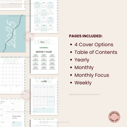 Boss Babe Turquoise 2025 Digital Planner with MRR