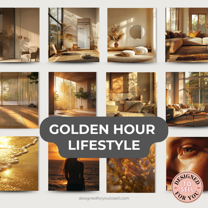 Golden Hour Aesthetic AI Stock Images with MRR