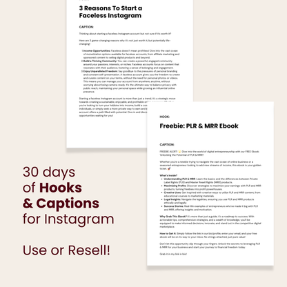 30 Days of Hooks & Captions for Instagram