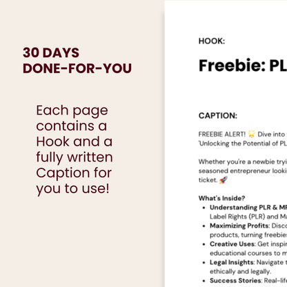 30 Days of Hooks & Captions for Instagram