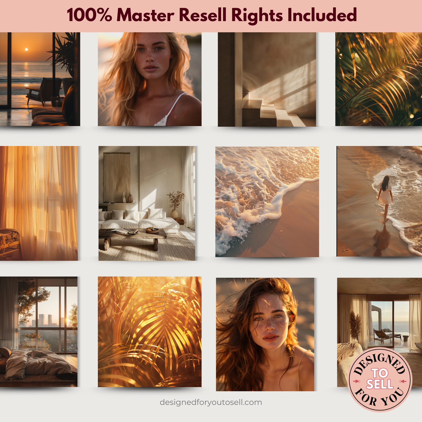 Golden Hour Aesthetic AI Stock Images with MRR