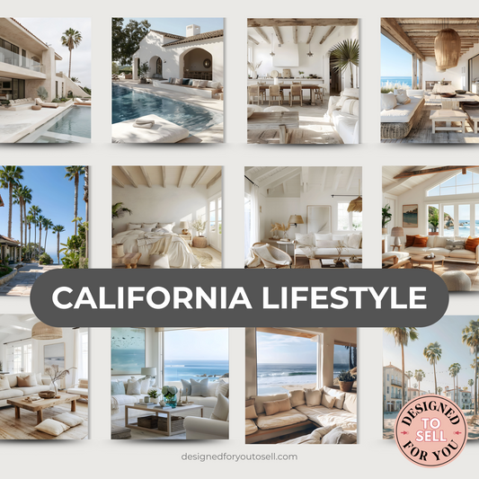 California Living Aesthetic AI Stock Images with MRR