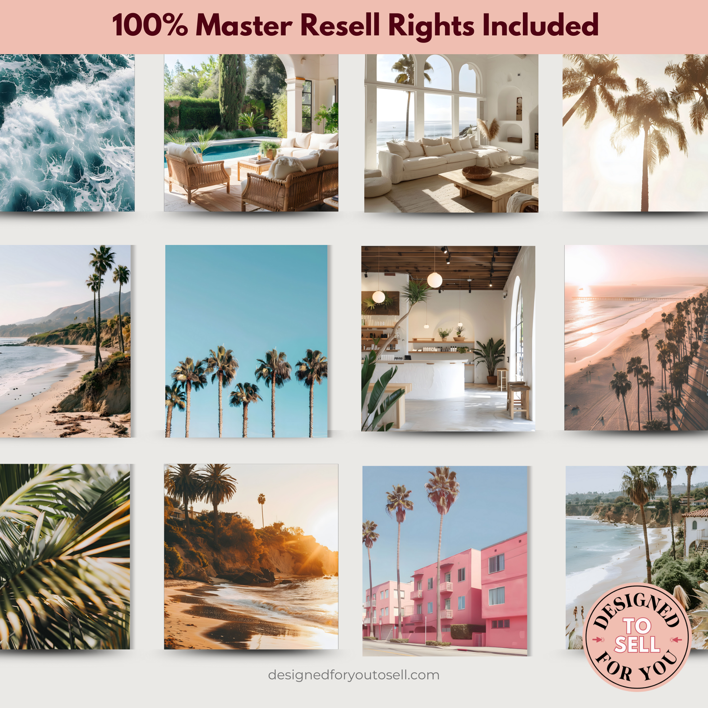 California Living Aesthetic AI Stock Images with MRR