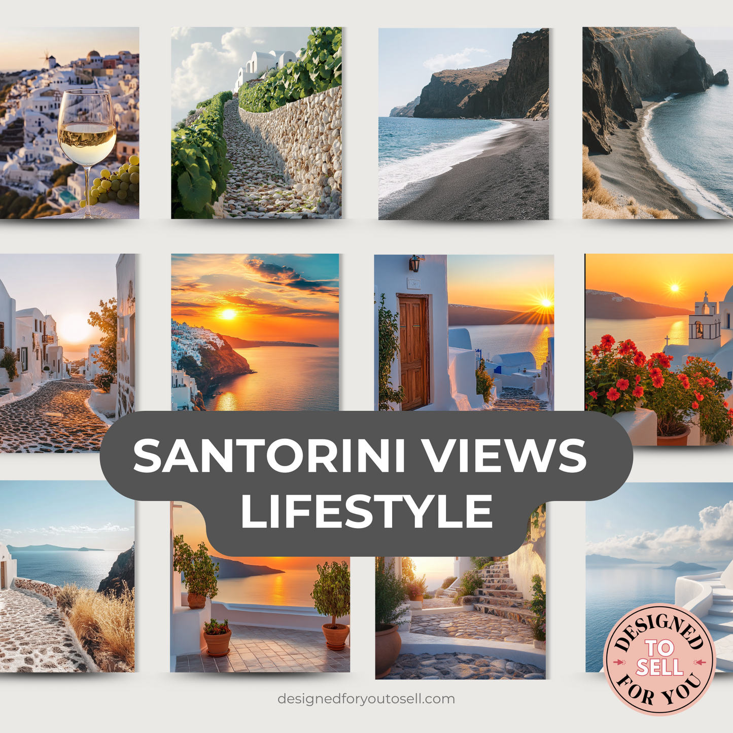 Santorini Views Aesthetic AI Stock Images with MRR