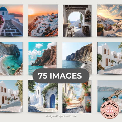 Santorini Views Aesthetic AI Stock Images with MRR