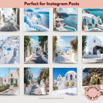 Santorini Views Aesthetic AI Stock Images with MRR