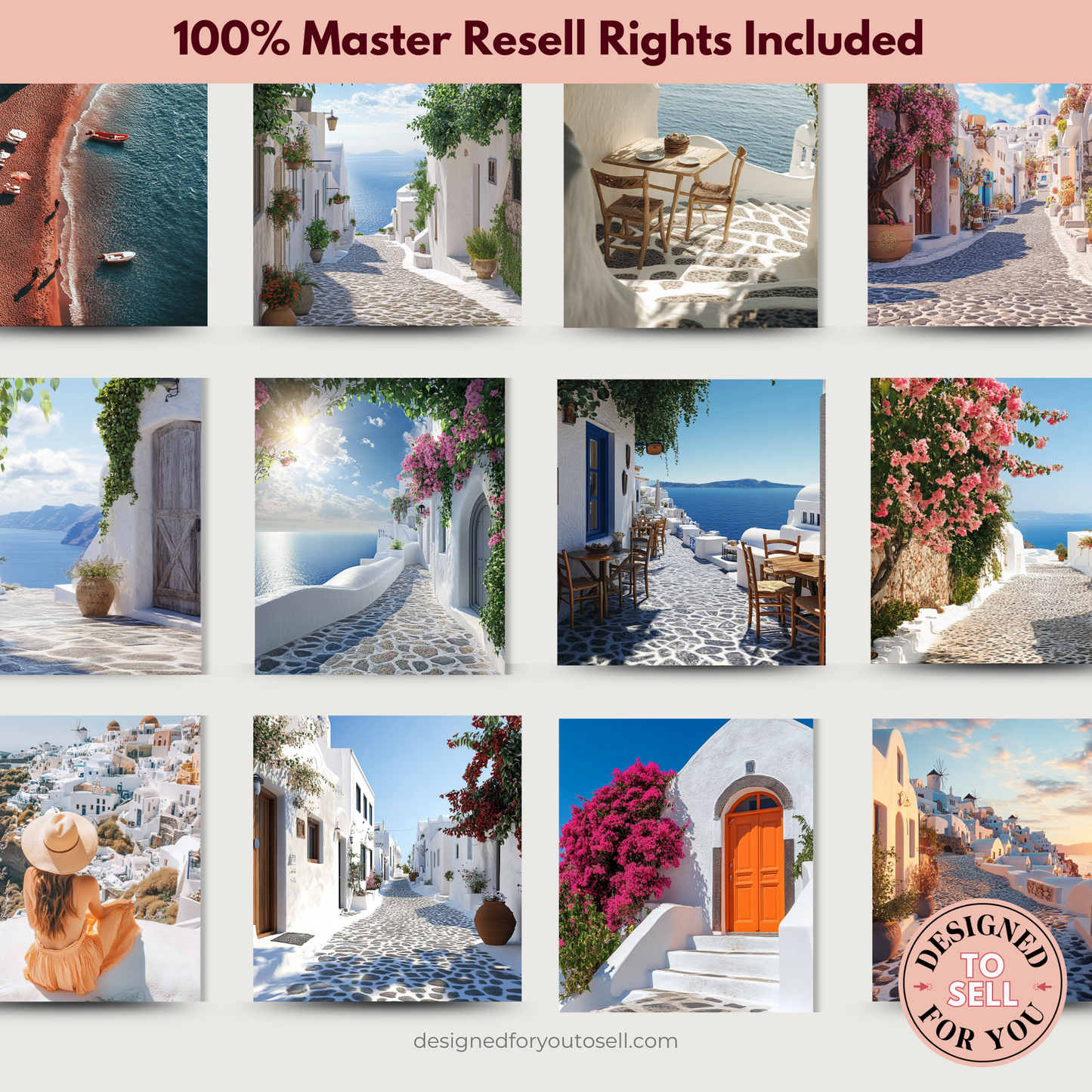 Santorini Views Aesthetic AI Stock Images with MRR