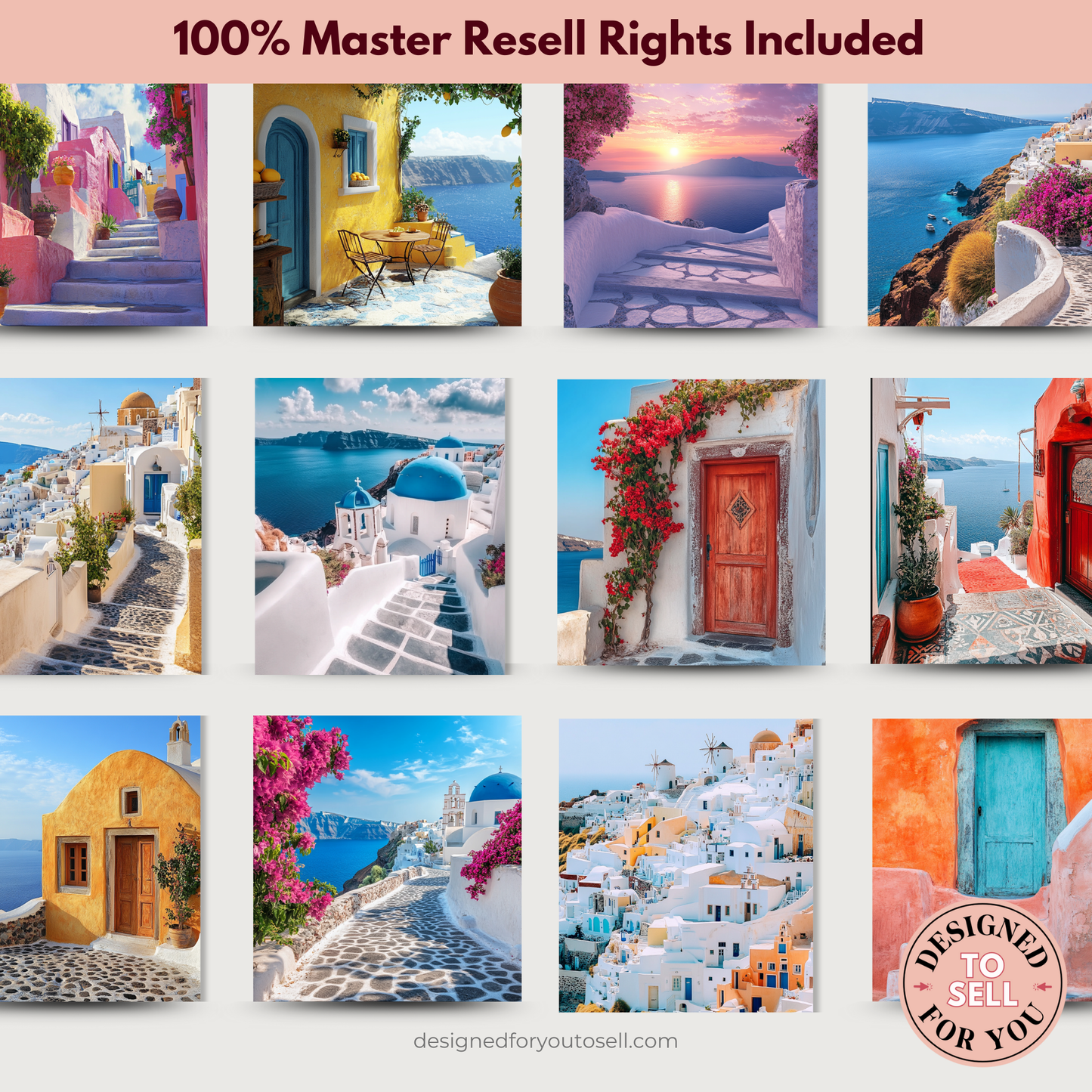 Santorini Views Aesthetic AI Stock Images with MRR